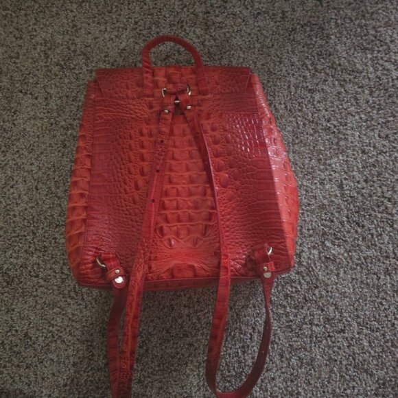 ?Brahmin Sadie Backpack Heat Melbourne Red Top Handle Leather Shoulder Bag